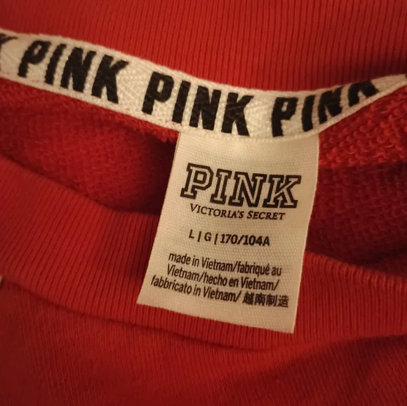 PINK Victoria's Secret Red and Black Crew Neck Sweater L - Picture 6 of 6